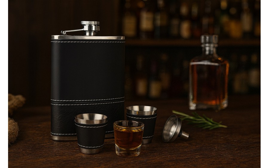 Piersiówka w komplecie, czarna KW84K