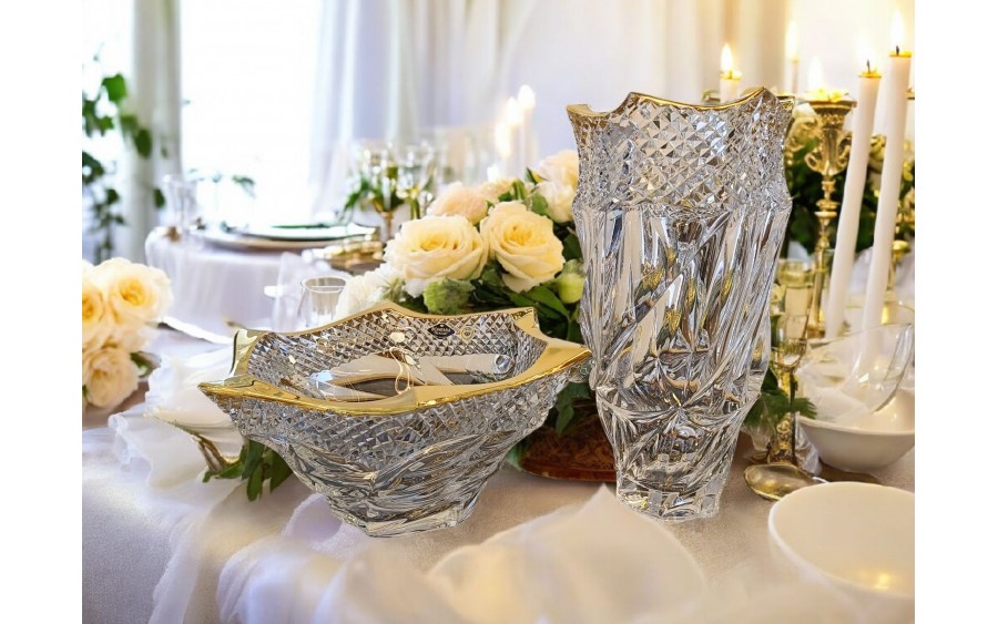 Wazon kryształowy 30 cm Flamenco Pyramid&Gold