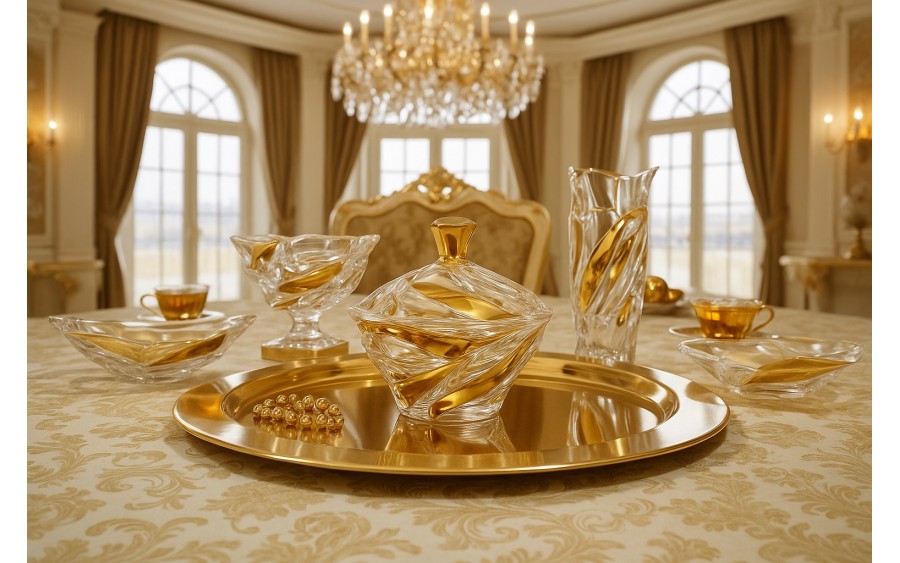 Bomboniera kryształowa 20,5 cm Flamenco Belt Gold