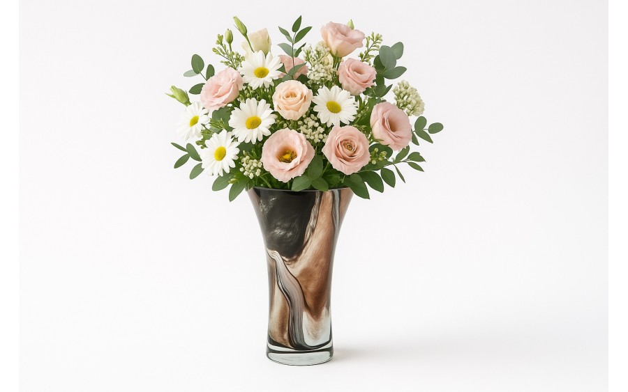 Wazon szklany 28 cm brązowo-czarny 2310/C269