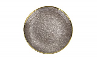 Talerz dekoracyjny 32,5 cm podtalerz beżowo-złoty