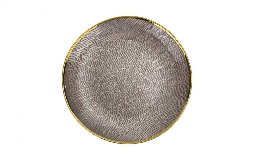 Talerz dekoracyjny 32,5 cm podtalerz beżowo-złoty