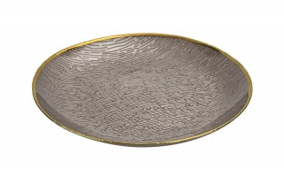 Talerz dekoracyjny 32,5 cm podtalerz beżowo-złoty