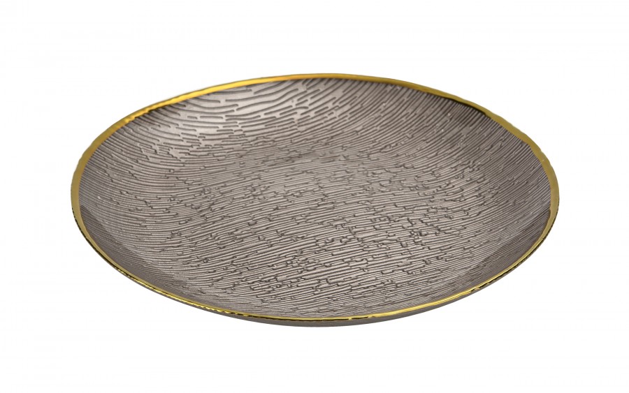 Talerz dekoracyjny 32,5 cm podtalerz beżowo-złoty