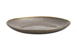 Talerz dekoracyjny 32,5 cm podtalerz beżowo-złoty