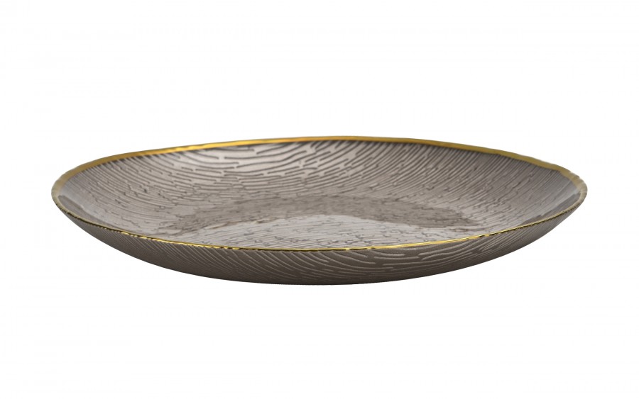 Talerz dekoracyjny 32,5 cm podtalerz beżowo-złoty