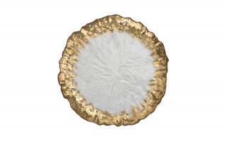 Talerz dekoracyjny 33 cm podtalerz przeźroczysty-złoty