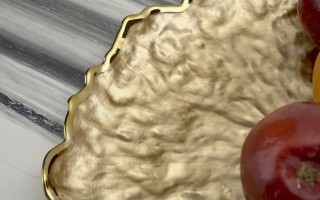 Talerz dekoracyjny 33 cm podtalerz złoty