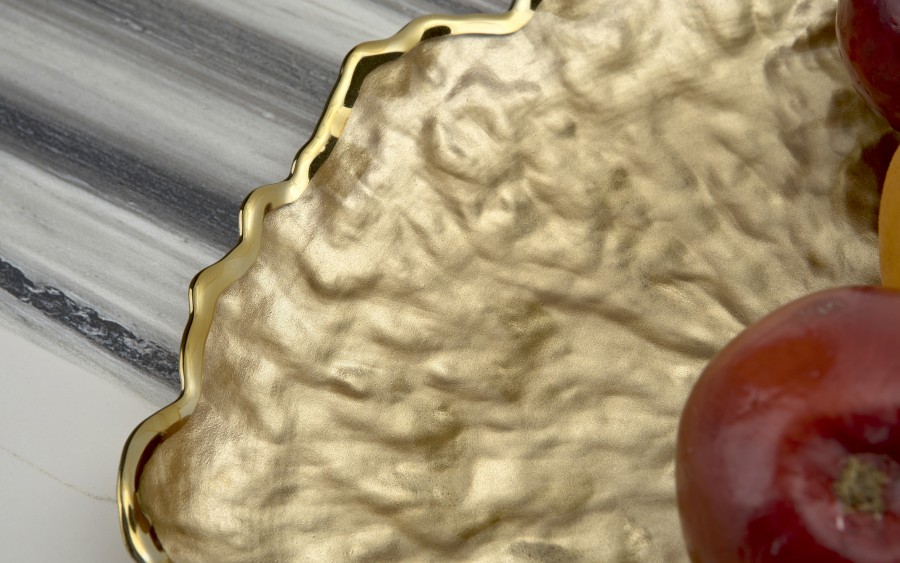 Talerz dekoracyjny 33 cm podtalerz złoty