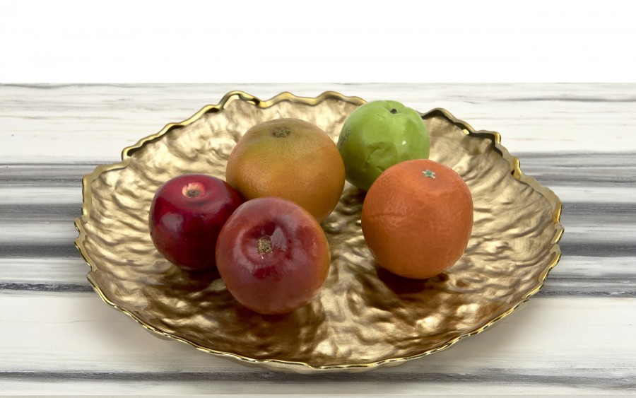 Talerz dekoracyjny 33 cm podtalerz złoty