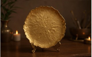 Talerz dekoracyjny 33 cm podtalerz złoty