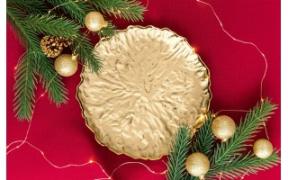 Talerz dekoracyjny 33 cm podtalerz złoty