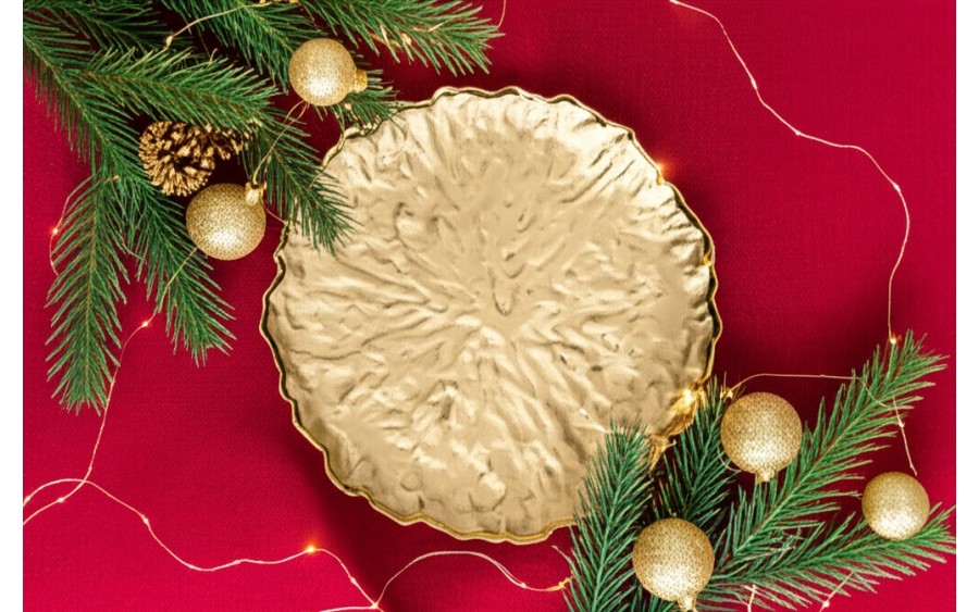 Talerz dekoracyjny 33 cm podtalerz złoty