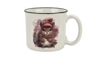Kubek porcelanowy 220 ml Wiewiórka Henio różowa