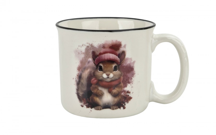 Kubek porcelanowy 220 ml Wiewiórka Henio różowa