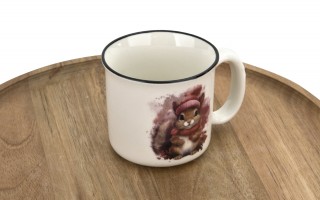 Kubek porcelanowy 220 ml Wiewiórka Henio różowa