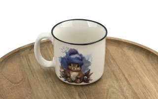 Kubek porcelanowy 220 ml Wiewiórka Henio niebieska