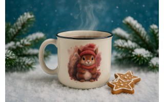 Kubek porcelanowy 220 ml Wiewiórka Henio różowa