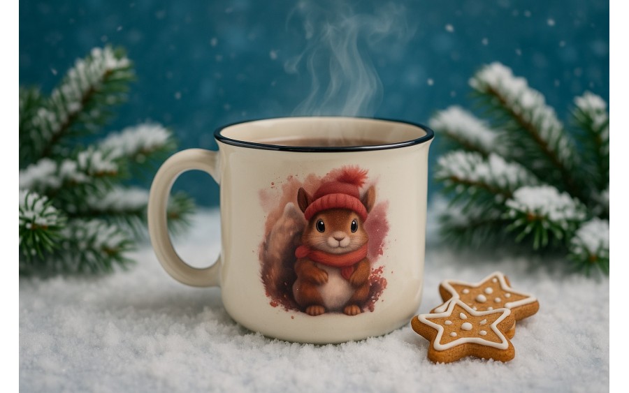 Kubek porcelanowy 220 ml Wiewiórka Henio różowa