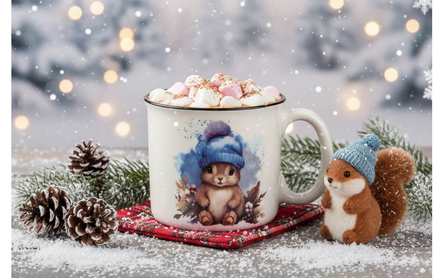 Kubek porcelanowy 220 ml Wiewiórka Henio niebieska