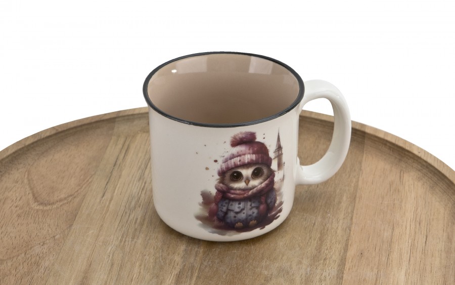 Kubek porcelanowy 220 ml Sowa Otello różowa