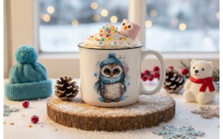 Kubek porcelanowy 220 ml Sowa Otello niebieska