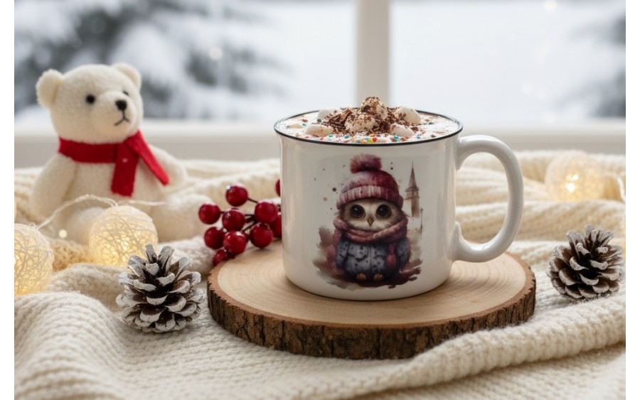 Kubek porcelanowy 220 ml Sowa Otello różowa