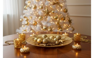 Patera dekoracyjna 27 cm okrągła Ambition Serve złota