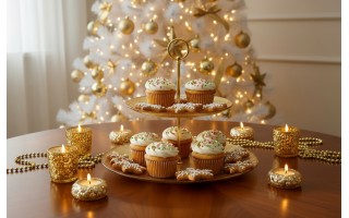 Patera dwupoziomowa 27 cm Serve złota AMBITION