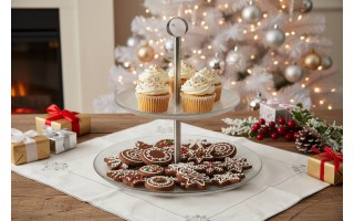 Patera dwupoziomowa 27 cm Serve srebrna AMBITION