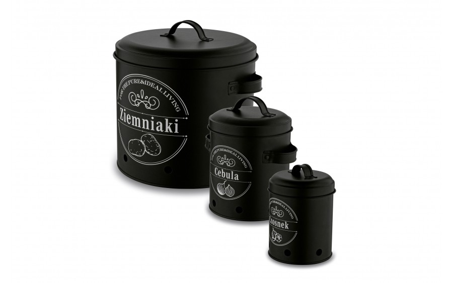 Komplet 3 pojemników do przechowywania Ziemniaki Cebula Czosnek