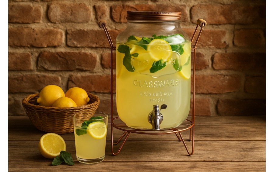 Słoik z kranem 5 L na metalowym stojaku 9109