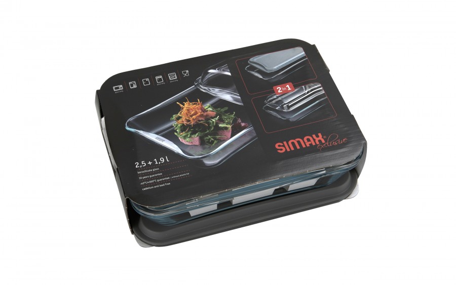Naczynie żaroodporne z 2 pokrywkami 2,5 L Smart Touch Simax