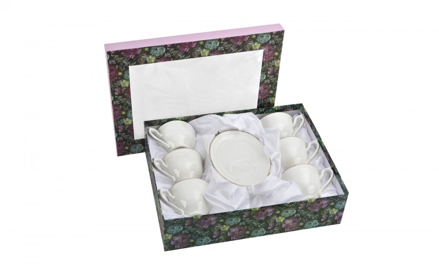 Komplet 6 filiżanek 220 ml + spodki Dominica