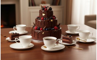 Komplet 6 filiżanek 220 ml + spodki Dominica