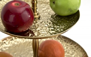 Patera dwupoziomowa 29 cm metalowa złota IR0022