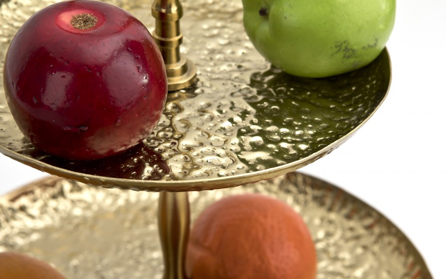 Patera dwupoziomowa 29 cm metalowa złota IR0022