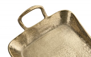Taca dekoracyjna 41x21 cm metalowa z uchwytami złota IR0017