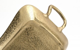 Taca dekoracyjna 41x21 cm metalowa z uchwytami złota IR0017