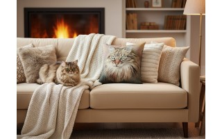 Poszewka dekoracyjna 45x45 cm Kot Perski