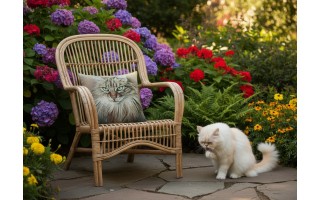 Poszewka dekoracyjna 45x45 cm Kot Perski Gobelinowa Premium