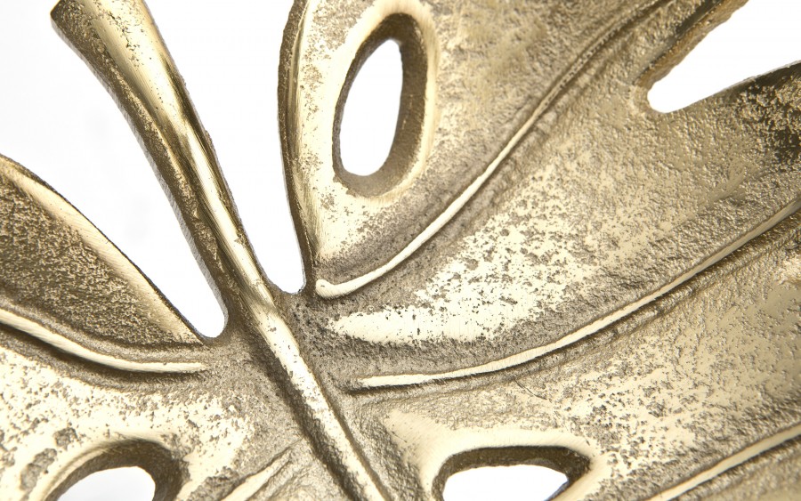 Patera metalowa złoty liść ażurowy 22 cm