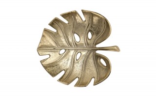 Patera metalowa złoty liść ażurowy 22 cm