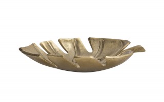 Patera metalowa złoty liść ażurowy 22 cm
