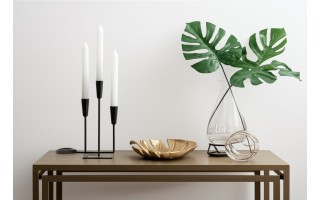 Patera metalowa złoty liść ażurowy 22 cm