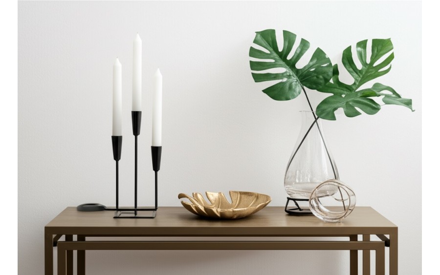 Patera metalowa złoty liść ażurowy 22 cm