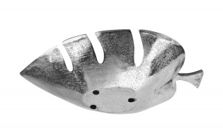 Patera metalowa srebrny liść ażurowy 30 cm
