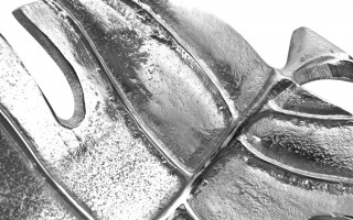 Patera metalowa srebrny liść ażurowy 30 cm