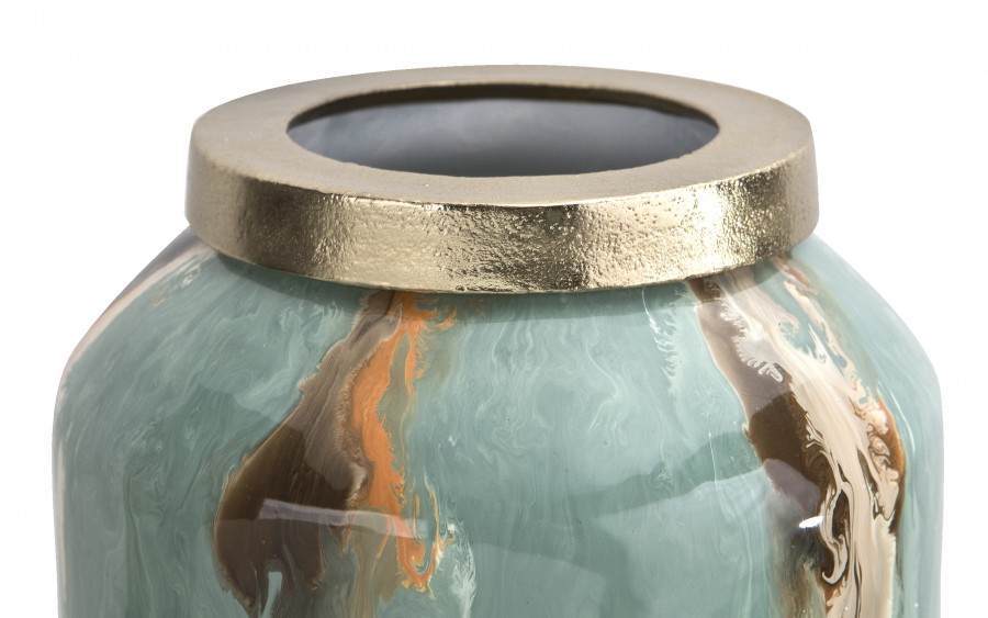 Wazon szklany 52 cm niebiesko-brązowy IR0033