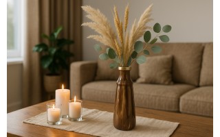 Wazon szklany 37 cm beżowo-brązowy IR0038